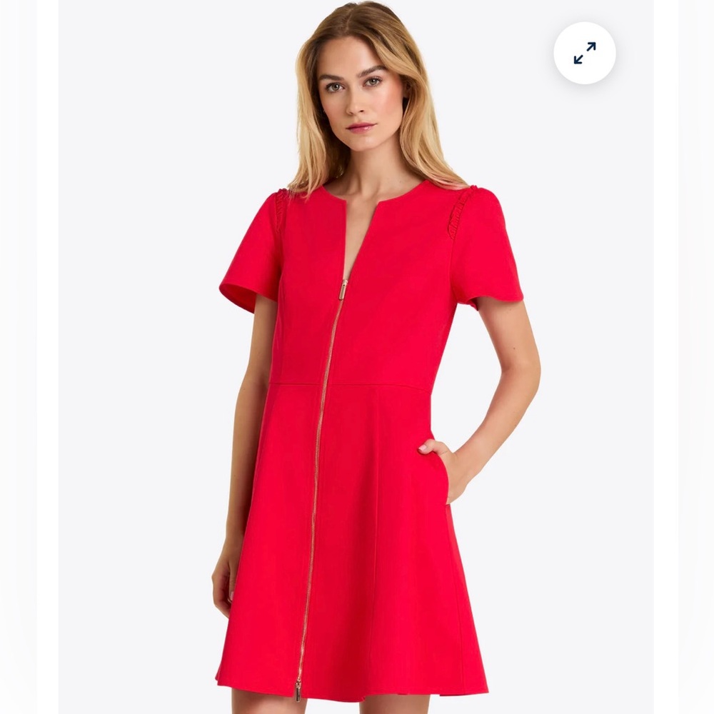 Draper James Bright Red Zipper Mini Dress